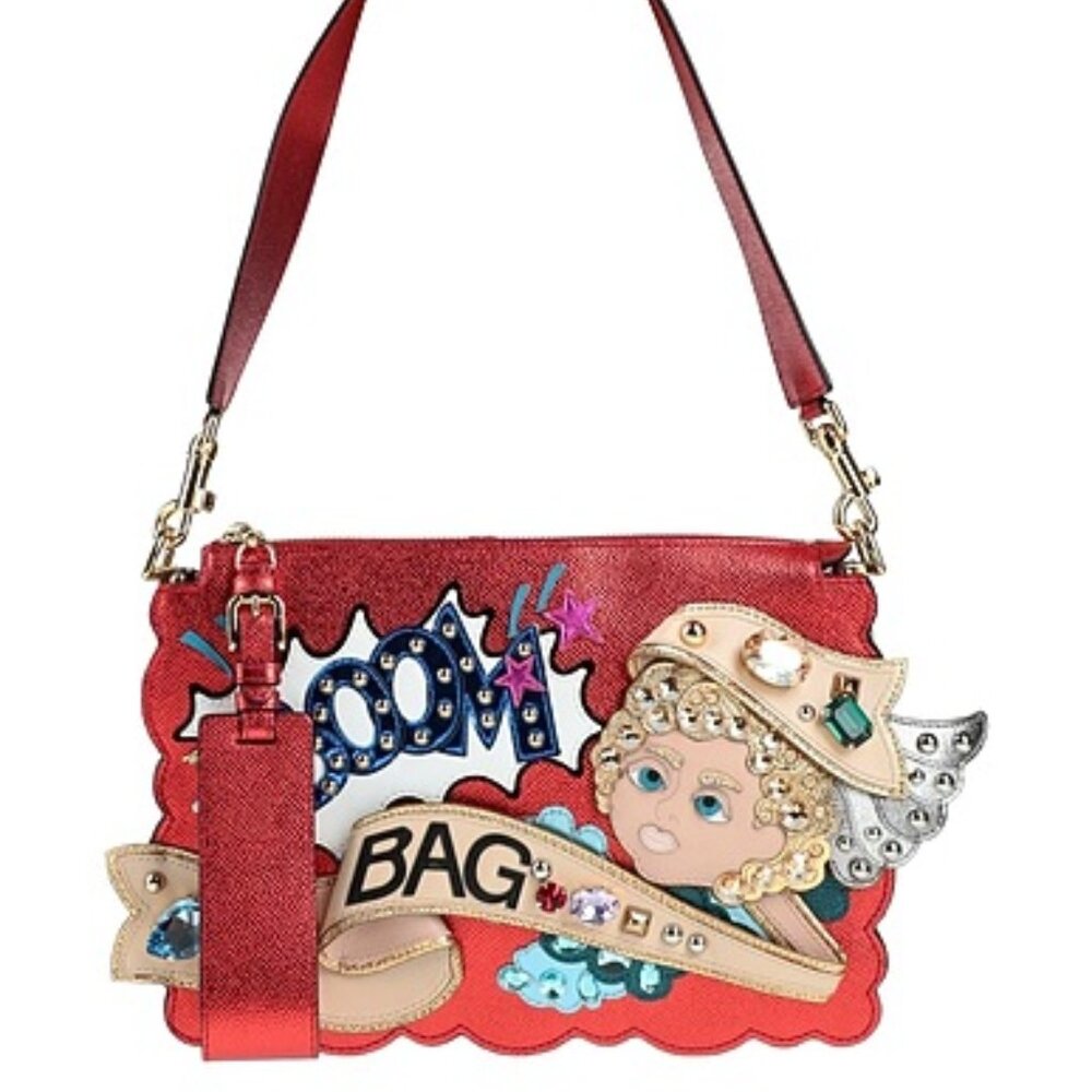 Dolce & Gabbana Leather Angel Embelished Shoulder Bag Est. Retail $2,170